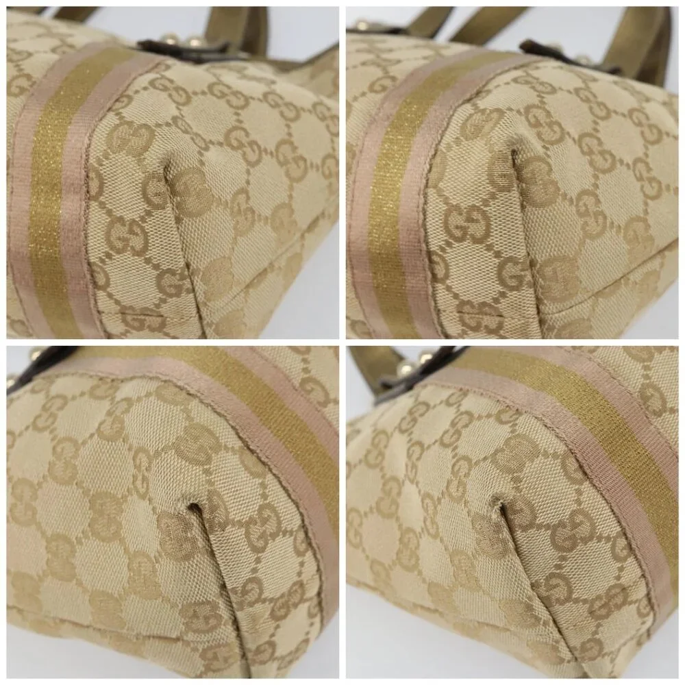 GUCCI GG Canvas Sherry Line Hand Bag Beige Gold 139261 Auth BA8631 - Picture 14 of 16